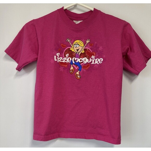 Vintage Disney Lizzie McGuire Pink Heart T Shirt TV Cartoon 90s Y2K KIDS